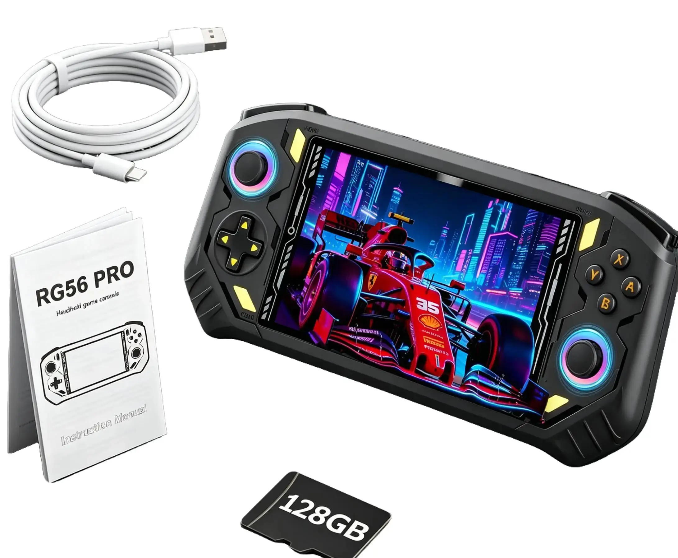 128G RG56PRO Retro Handheld Game Console ,5000mAh Battery,5.5 Inch IPS Screen,Wide variety and large quantities Classic 3D Games, Open Linux System,Portable Console, Birthday Gift for Boyfriend
