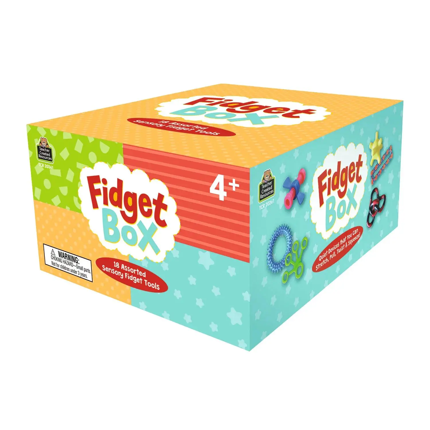 5" x 6" Sensory Fidgets Fidget Toy, Stress Relief Aid, 18-Pc Handout & Reward Box for Early Learning Children