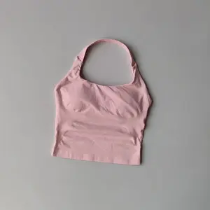 Neck Halter Shockproof Sport Longline Strappy Top Halterneck Vest Gym Support Yoga Gym Workout Seamless  Fitness Sport Bra