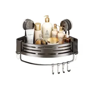 Bathroom Shelf No-Drill Wall-Mounted Triangle Basket, Large Capacity with Towel Bar Hook, Removable Reusable Bathroom Organizing Accessories for Shower Room/toilet/washstand