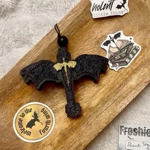 Fourth Wing Freshie - Black Dragon for Car or Small Space Decor with Unique Design, 5 Inch Length, 5 Inch Width, Includes 3 Stickers & Care Card Sheet freshener fragrances Highly Scented