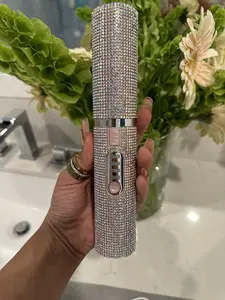 Cordless mini hair straightener 2 in 1 wireless  with tpe C cord and rhinestone detailing
