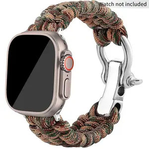 Men's Stainless Steel Watch Band for Apple Watch Series 11/10/9/8/7/se/6/5/4 Ultra, Outdoor Sports Nylon Strap, 49mm-40mm