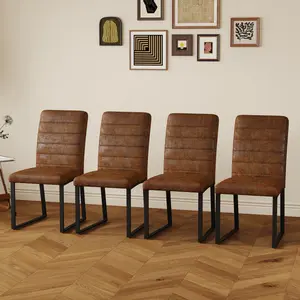 4-Pack - Heavy-duty chairs set: 2.1" thick cushion, iron frame, perfect for home or office. Classic colors, great value