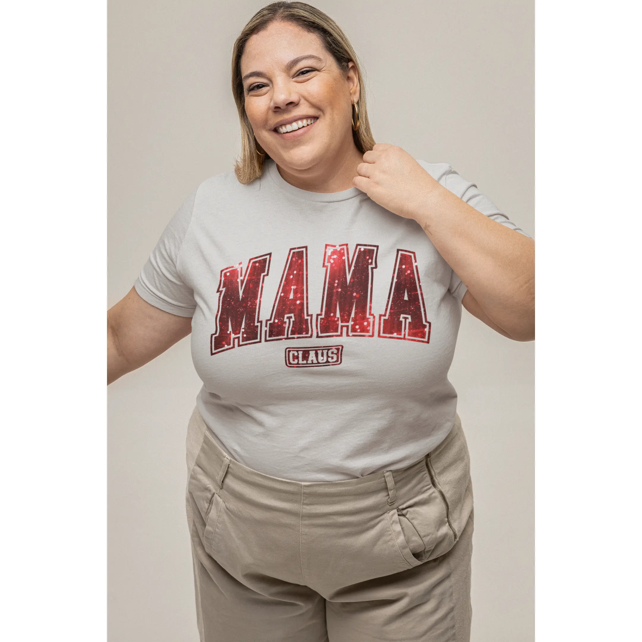 Red Sequined Mama Claus Tee - Unwrap the Holiday Cheer!