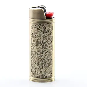 4 Color Zinc Alloy Patterned Shell Metal Case Decoration for Bic J6 Large Lighter