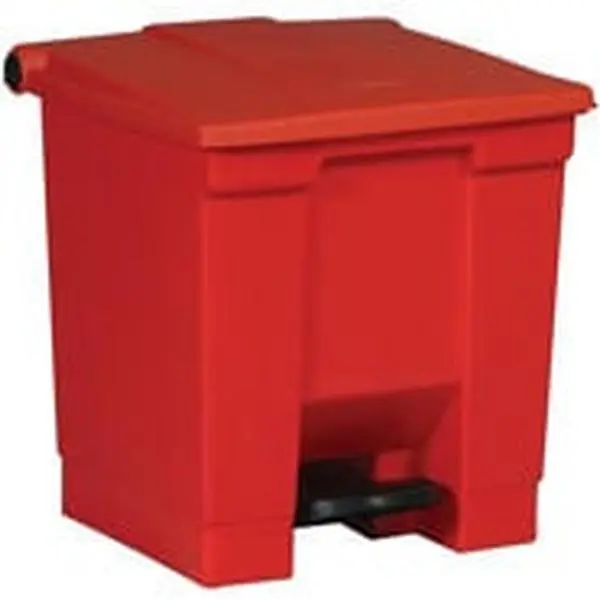 Rubbermaid Commercial Products 6143BEI Plastic 8 gal. Indoor Square Step-On Utility Waste Container - Beige, Heavy Duty Plastic Waste & Recycling, Large Capacity, Odor Off, Sturdy, Large Capacity Waste & Recycling