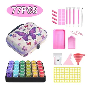Diamond Painting Tool Set, Portable Storage Bag with Separated Bottles, Includes Drill Pen, Clay Tray, Essential Diamond Art Supplies