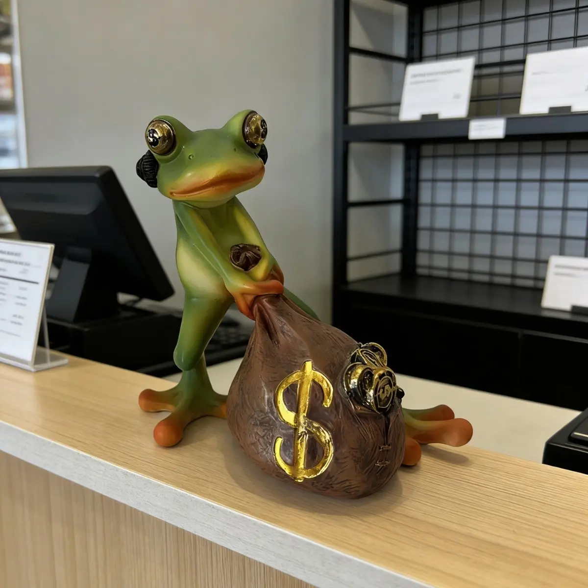 Lucky Money Frog Feng Shui Sculpture Statue, Unique Desk Shelf Decor, Desk Ornaments, Fun Birthday Gift for Men and Women, Home Office Decoration, Office Desktop Decorative Ornament, Decoration Items