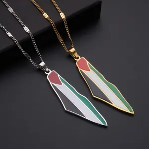 Map necklace  Vintage Palestine map pendant necklace stainless steel fashion personality pendant