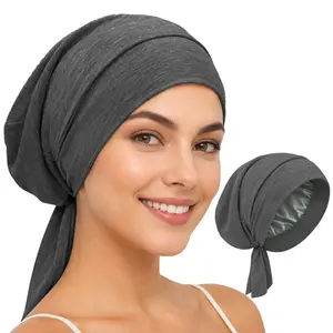 BONNET QUEEN Women's Silk Sleeping Bonnet, Double-Layer Satin Cap with Adjustable Tie Band, Night Sleep Wrap
