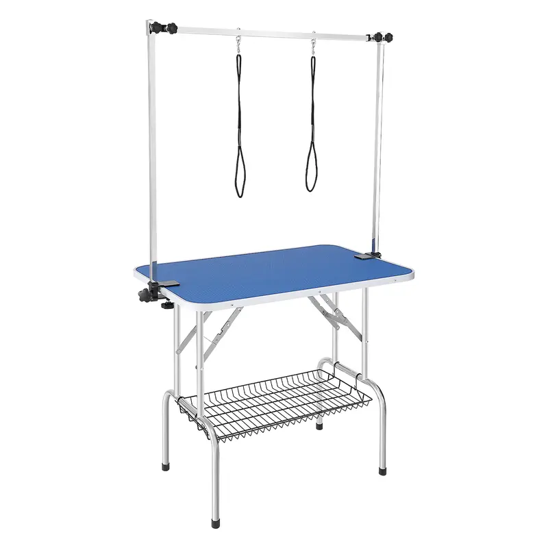 VEVOR Pet Grooming Table with 2 Stainless Steel Arms & Clamp, 36''x24'' Home Dog Grooming Station, Foldable Rubber Stand with 31.5'' Elevated Legs, Easy to Install, 330lbs Bearing, Free No-Sit Haunch Holder & Grooming Loop (for Small-Medium Dogs),toolupgr