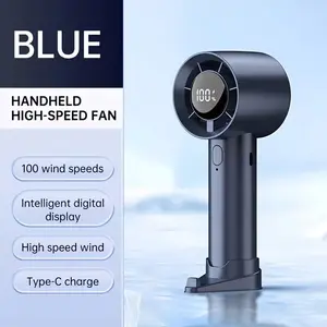 1 ultra quiet portable handheld fan with digital display screen, fast cooling, lightweight mini personal fan, USB Type-C charging, suitable for travel, office, outdoor camping - ideal gift for men and women (dark blue)
