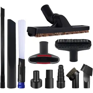 11 count Universal 1 1/4 Inch Vacuum Attachments Kit for Shop Vac Accessories with Vacuum Brush Attachments, Flexible Crevice Tool, Hose Adapters for 2 1/2" to 1 1/4" and 1 7/8" to 1" Hoses
