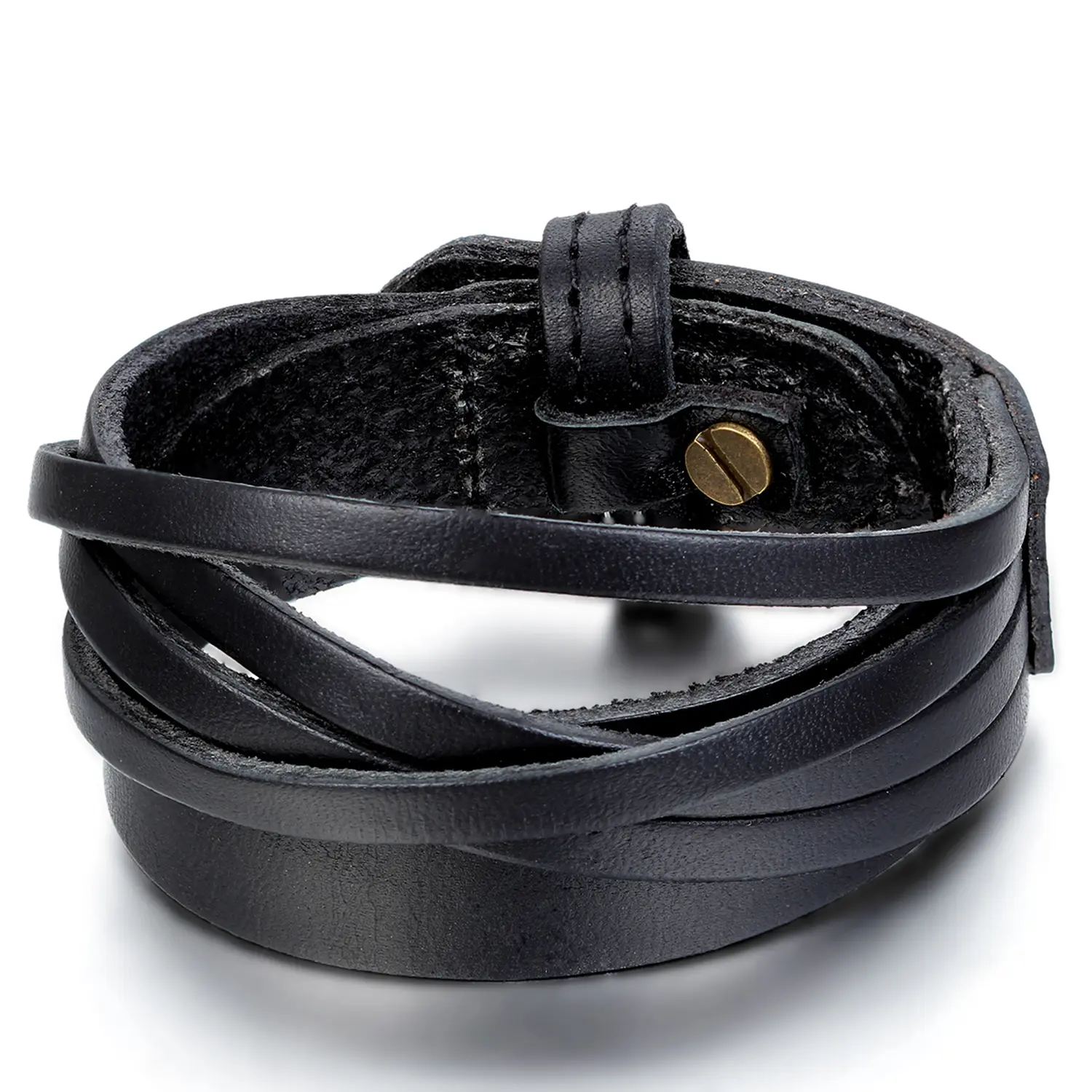 OIDEA Genuine Leather Cuff Bracelet, Punk Rocker Biker Style with a Wide Band Fit for Unisex Wear, 9.7" Adjustable Hook Clasp, Alloy, Biker Culture Fans, Adjustable Size, 0.75 Inches, 9.7" Length