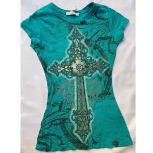 Japanese vintage vintage old waist slim fit punk rock short sleeve American ancient cross T-shirt