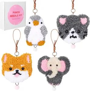 Punch  Kit for Beginner,Embroidery Kit with  Tools and Materials, 4 count Cute  Charm Easy for Adults and  Follow Instructions and Videos,  for Craft Lovers