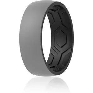 Rings Unisex, Breathable Two Layers Top Design Rubber Wedding Bands 8mm Wide 2.2mm Thick - 1/4/8 Variety Multipack