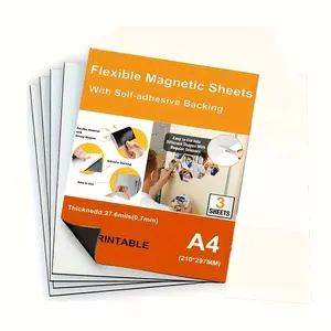 A4 3 Pack Flexible Magnetic Sheets with Adhesive Backing for Crafts,Magnetic Adhesive Sheets, Photos and Pattern Storage, Easy to Peel and Stick