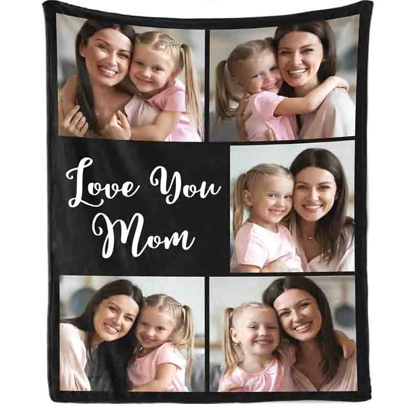 Customized Fluffy Flannel Photo Blanket - HD Resolution, Personalized Throw with Pictures & Text, Fade-Resistant Gift for Beloved Woman, Mom, Grandma for Mother’s Day, Birthday