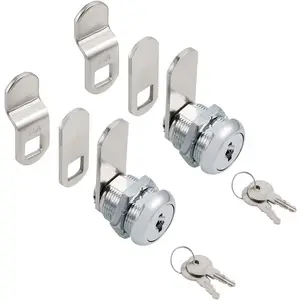 Keyed Alike 5/8” Cylinder Cam Locks for Tool Box RV Compartment Mailbox Vending Machine Drawer File Cabinet, Fits 3/8” Max Panel Thickness, Chrome Finish with 3 Cams and 2 Keys