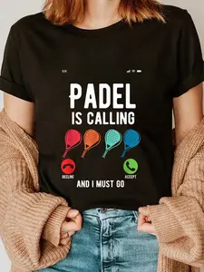 100% Cotton Funny Graphic Design Of Padel Is Calling For Padel Tennis T-Shirt