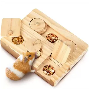 Interactive Wooden Foraging Feeder Toys - Puzzle Style Snack Hiding Design, Small Animal Enrichment Toys, Suitable for Hamsters, Guinea Pigs, Rabbits, Rats & Gerbils