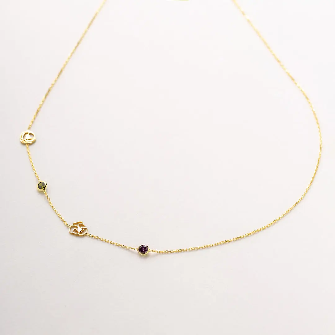 Birthflower Initial Sideways Necklace