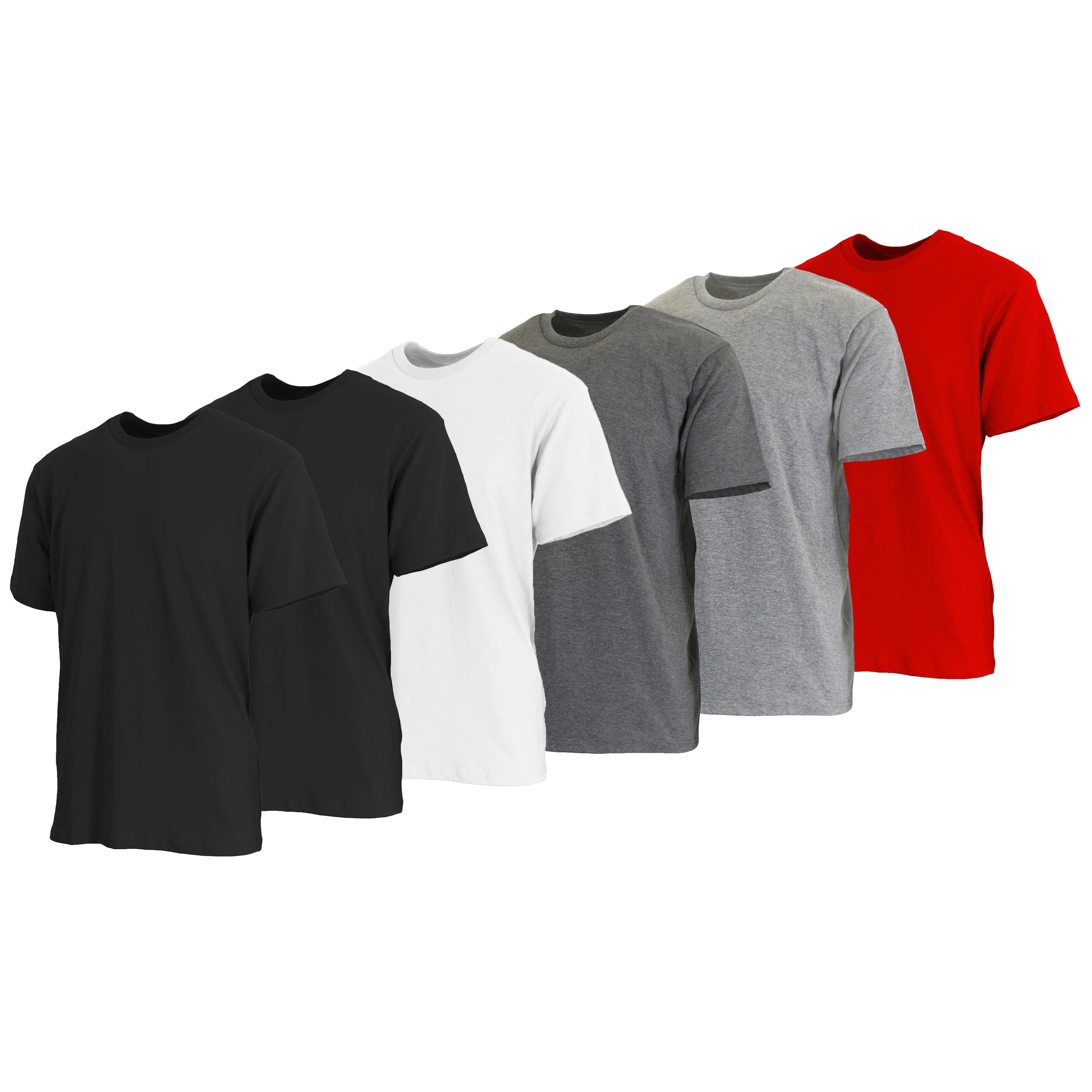 (Crew Neck)Blackx2-White-Charcoal-Heather Grey-Red