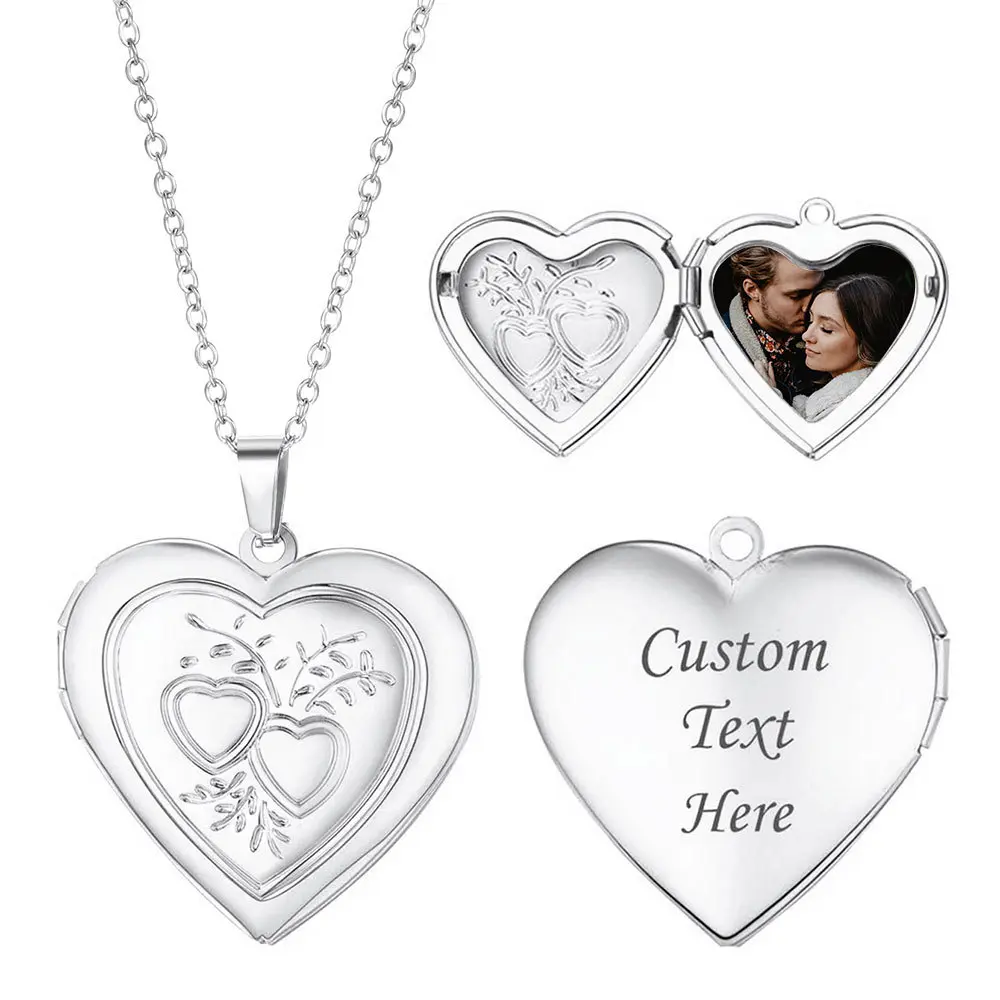 18 Karat Gold Plated Openable Heart Shaped Locket Necklace - Custom Engraved Flip Cover, Personalizable Photo Jewelry, Elegant Box Packaging Necklace, Ideal for Fashion OLs, Anniversary Gifts (Engraving Service Not Included), Heart Shaped Necklace, Box Pa