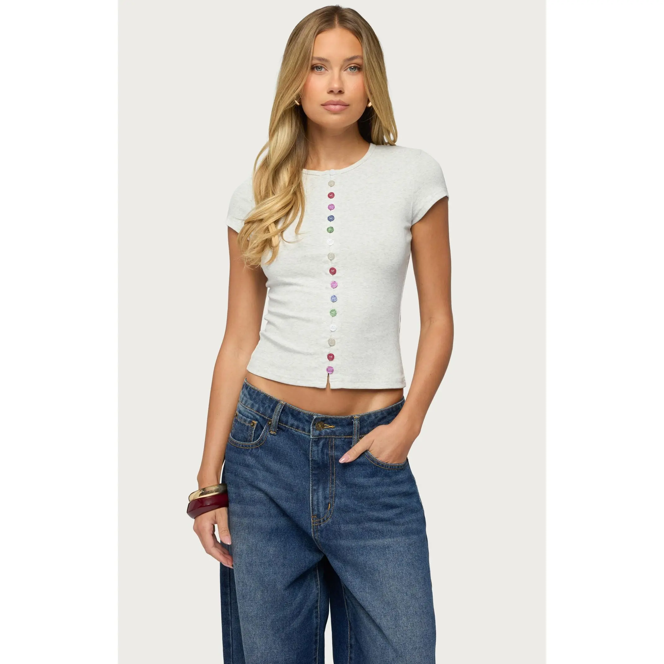 Edikted Women's Cary Mixed Button Up T-Shirt