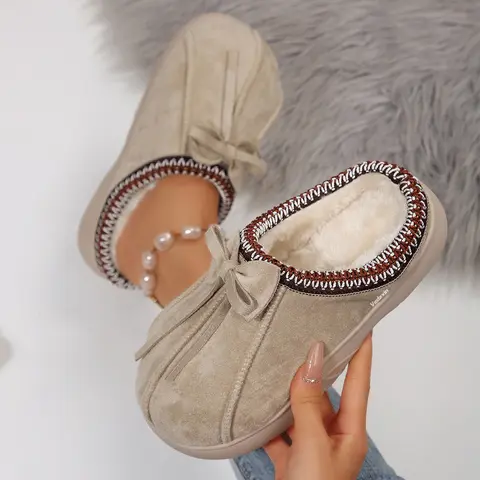 Women's Mini Snow Boot Home Walking Slippers Slip Resistant Soft Fleece Plush Lined House Shoes Indoor Outdoor Springfresh