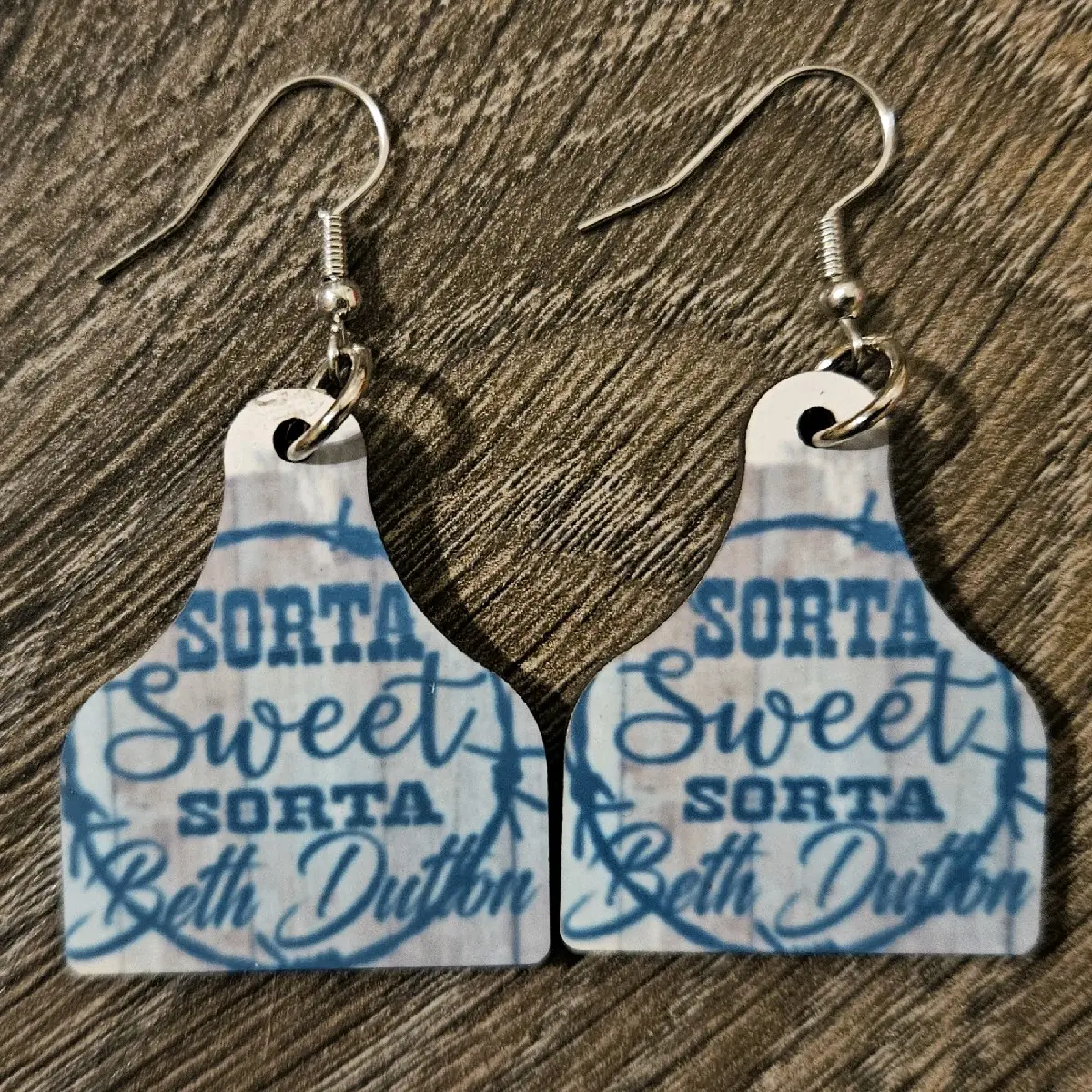 Sort Sweet Sorta Beth Dutton Pressed Wood Earrings