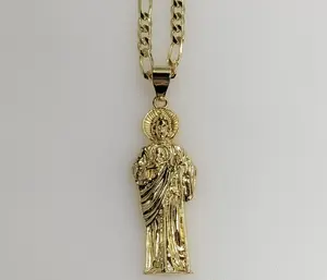 Plated Saint Jude 4mm Figaro Chain Necklace