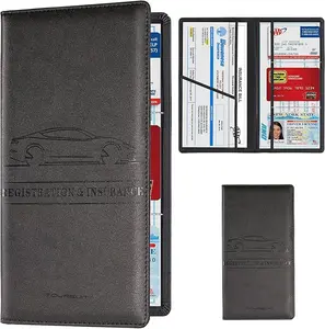 Car Registration & Insurance Card Holder For Men And Women, Auto Glove Box Organizer Document Wallet Faux Leather Manual Folder
