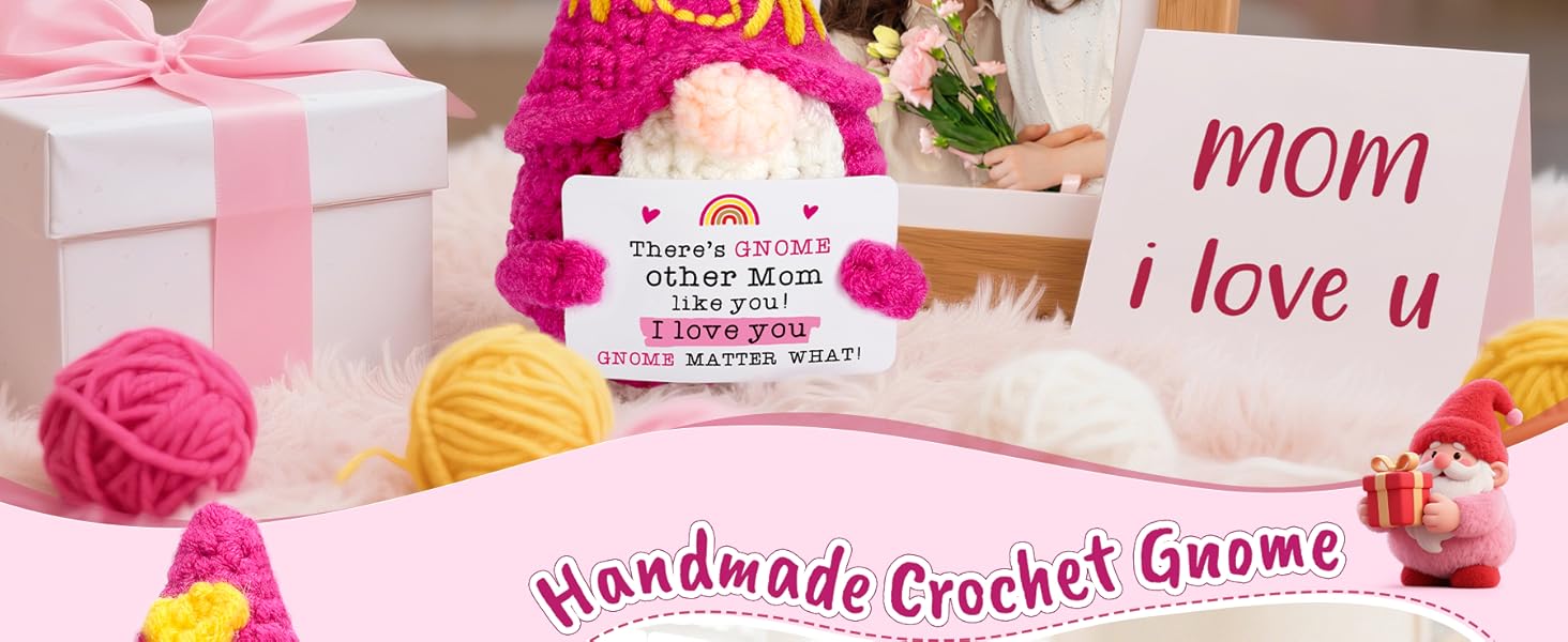 Mom Gifts for Mothers Day - Funny Mother's Day Birthday Handmade Gnome Gift for Mom from Daughter Son, Cute Crochet Gnomes for Mother Mama Mommy I Love You Christmas Stocking Stuffers