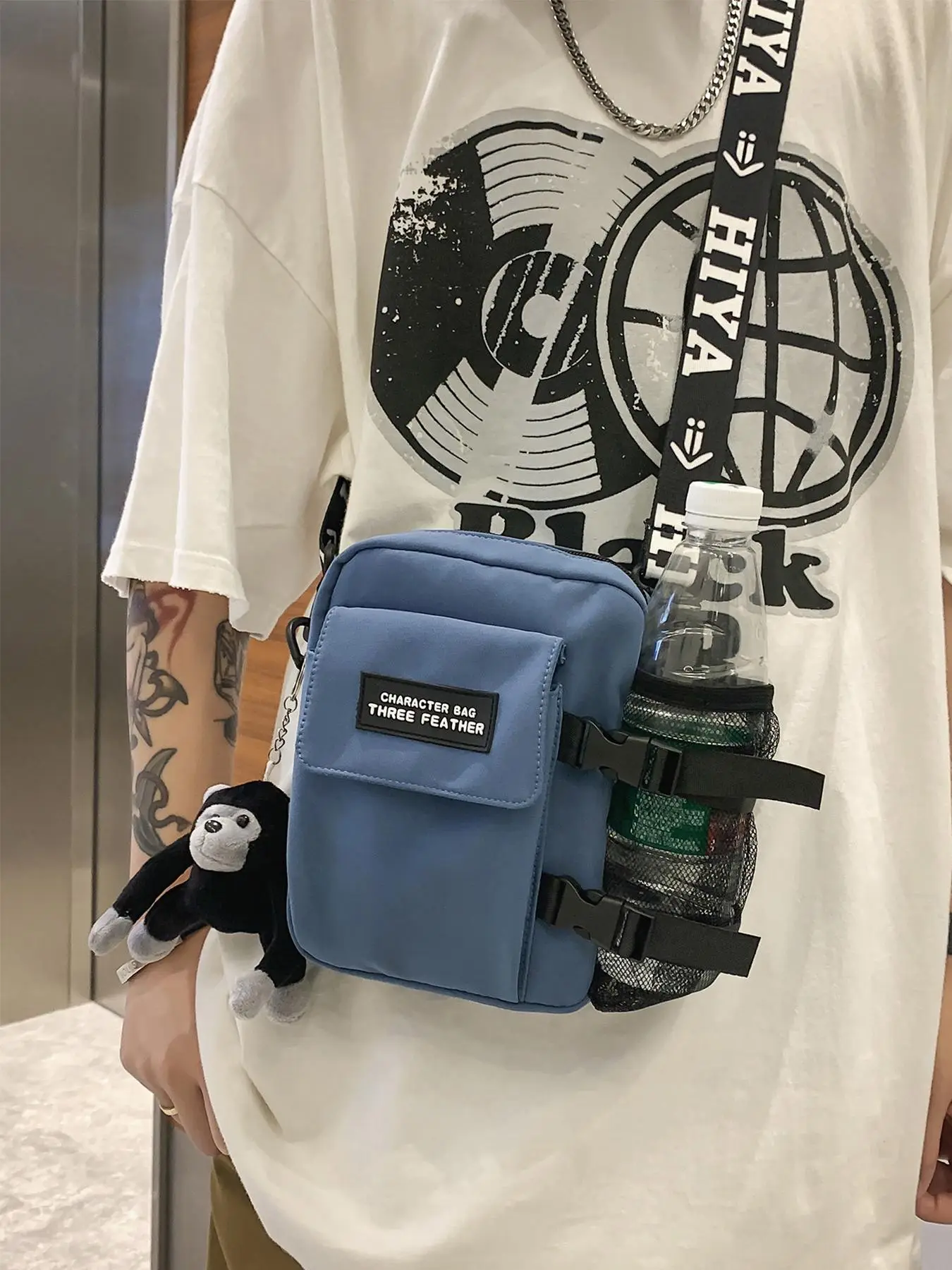 Fashion Multifunctional Small Square Bag for Men, Simple Plain Zipper Crossbody Bag, with Adjustable Wide Shoulder Strap, Trendy Versatile Shoulder Ba