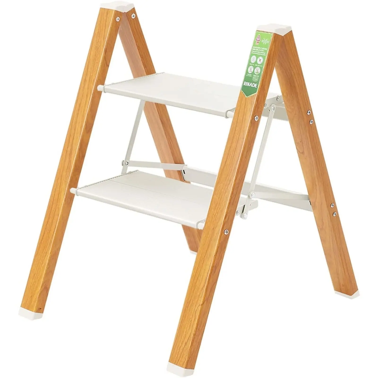 2 Step Folding Ladder, Aluminum Step Stool with Wide Anti-Slip Pedals, 330 lb Capacity, Lightweight Portable Foldable Ladder with Non-Slip Rubber Feet for Home, Kitchen & Office, Black