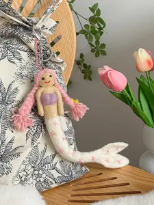 Unique Handmade Wool Felt Mermaid Purse Charm Cute Bag Accessory Keychain Gift for Her