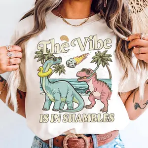 The Vibe Is In Shambles T-Shirt, Funny Dinosaur Shirt, Cute Mental Health Tee Gift, Gift For Her