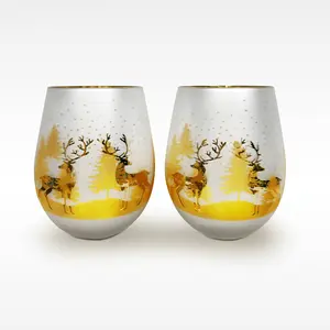 Gold & Silver Deer Stemless Wine Glasses
