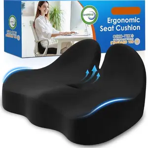 Non-Slip Ergonomic Memory Foam Seat Cushion for Office Gaming Chair & Car Pressure Sciatica Pain Relief Sitting Comfort Healthy Spine Alignment Plain Design