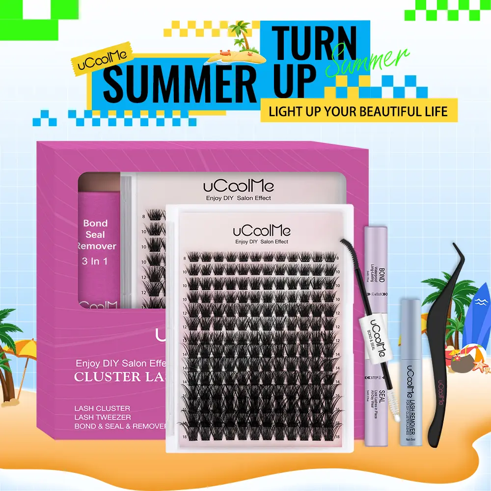 uCoolMe Lashes Magic 88 DIY Lash Extension Kit Lash Clusters With Lash Glue,Remover,Eyelash Cluster Tweezer For Beginner DIY Individual Lash Extension At Home Makeup Cosmetic Christmas gift Lash Cluster Kit