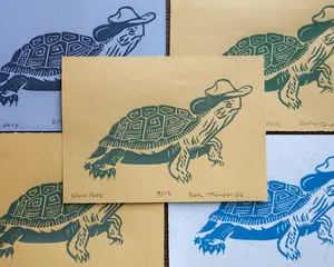 Turtle Linocut Print