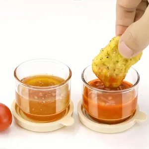 Salad Dressing Container To Go, 2.7 oz Glass Small Condiment Container with , Dipping Sauce Cups for Lunch Box, Leakproof  Sauce Containers, Salad Jars Meal Prep (2.7ozx2pcs)