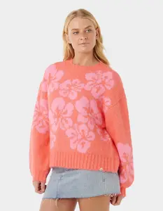 RIP CURL Hibiscus Heat Womens Jacquard Crewneck Sweater