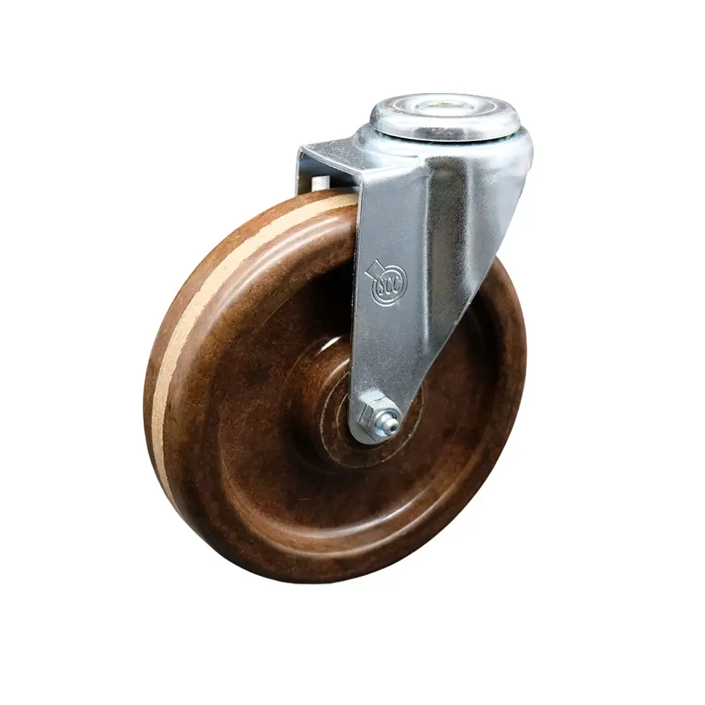 Service Caster SCC-BH20S615-PHRHT Industrial High-Temperature Phenolic Swivel Bolt Hole Caster, 6x1.5 in. Brown Roller Wheel, Metal Bearing Central Hole, 300 lbs Capacity, Impact-Resistant for Commercial Bakery Material Handling Equipment