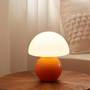 Dawnwake Mushroom Lamp Table Lamp for Bedroom,Desk Bedside Small Lamps for Living Room Night Stands,Mushroom Decor Cute Mini Modern Mid Century Lamps,Unique Aesthetic Home Living Room Decor(Orange)