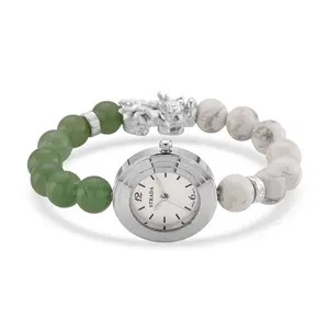 Aventurine Movement Stretch Bracelet Watch with Pixiu Charm 7-7.5In 30.00 ctw