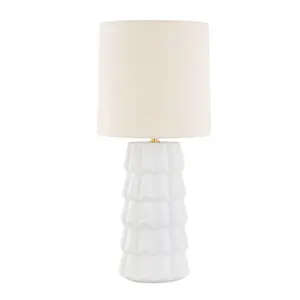 Maisie Ceramic Table Lamp with Textured Ruffles and Coastal Wave-Inspired Design